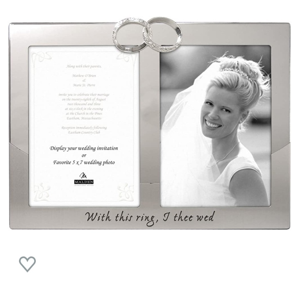NWT Malden double 5x7 silver wedding frame. Easel back for tabletop display.
